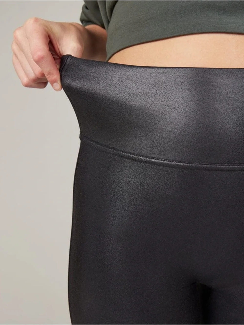 SPANX Black High-Waist Faux Leather Leggings 2X Plus Size